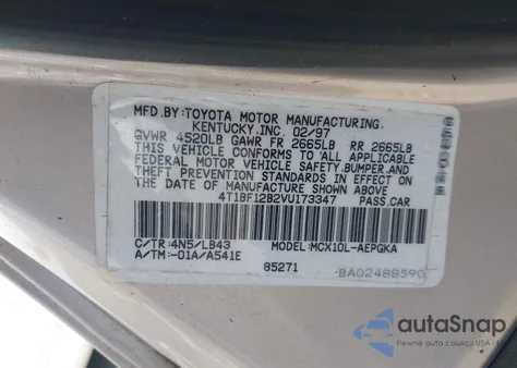 1997 Toyota Avalon Xls из США, поврежденный, VIN 4T1BF12B2VU173347